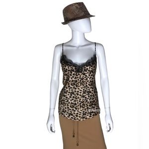 VICTORIAS SECRET SEXY BABYDOLL LACE LEOPARD PRINT CAMI SLIP TOP Size XL